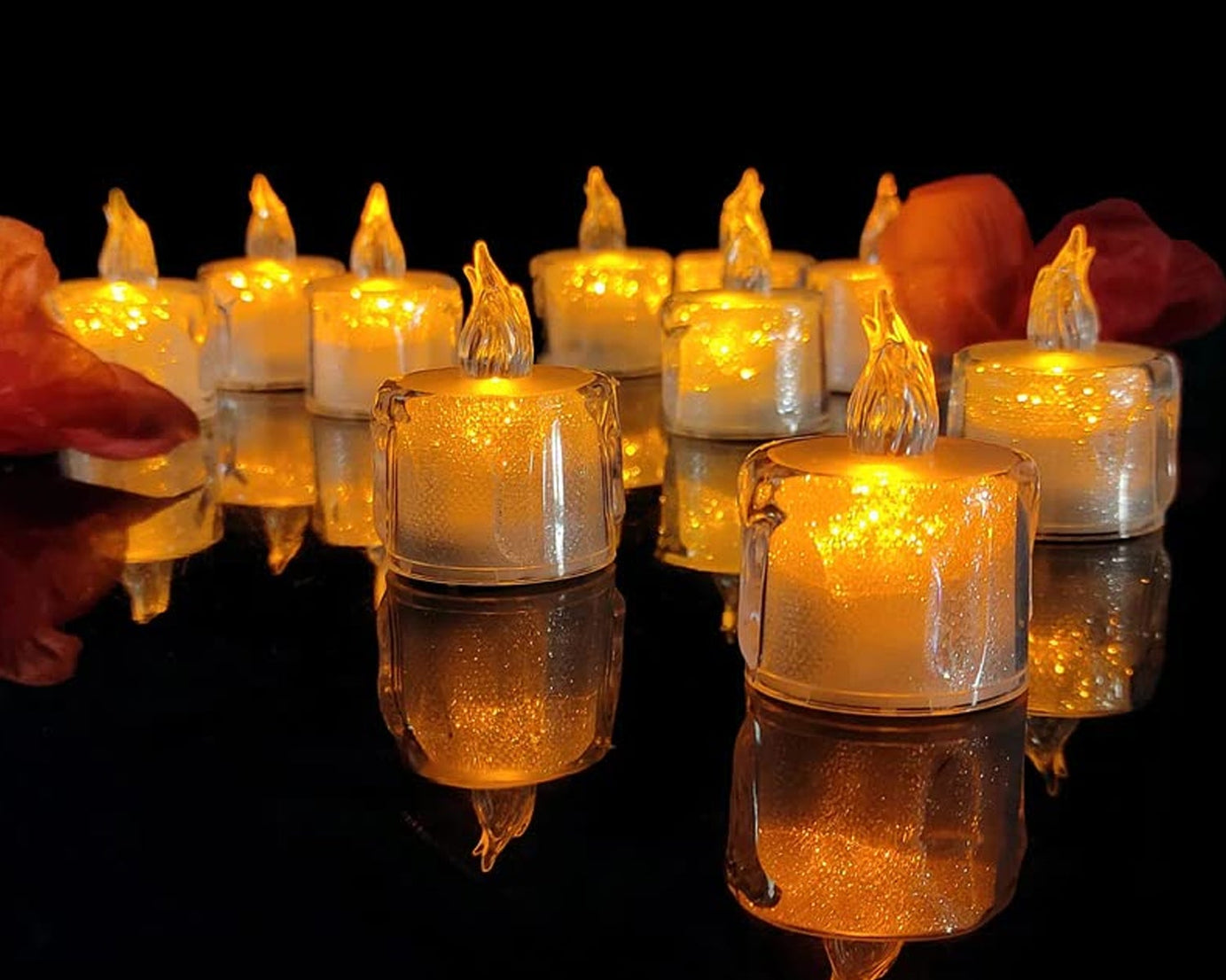 12 Pcs Flameless and Smokeless Decorative Acrylic Candles Transparent Led Tea Light Candle for Gifting, House, Diwali, Christmas, Festival, Events Decor Candles