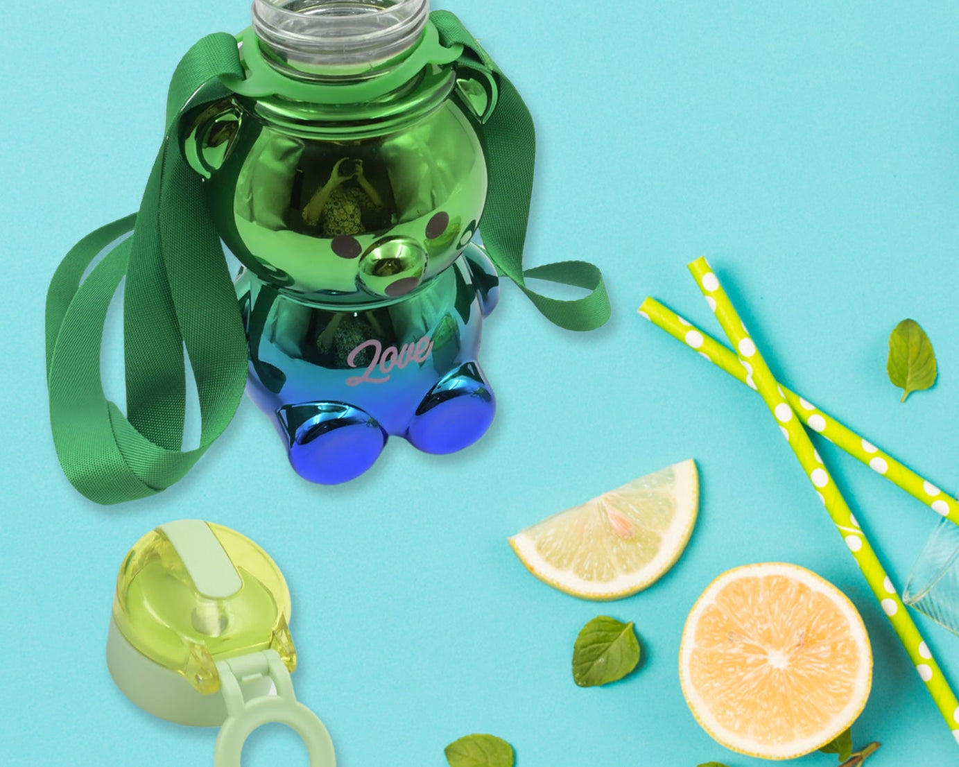 Cute Plastic Water Bottle, with adjustable shoulder strap and stickers, portable drinking cup Water Bottle For Kids | Water Bottle | Return Gift For Kids | Water Bottle With Straw | School Water Bottle (1 Pc)