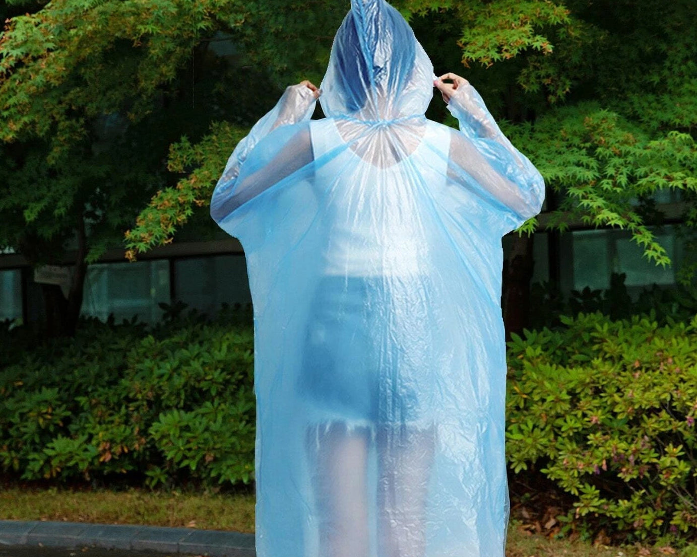 Clear rain coat for keeping clean and dry in wet conditions