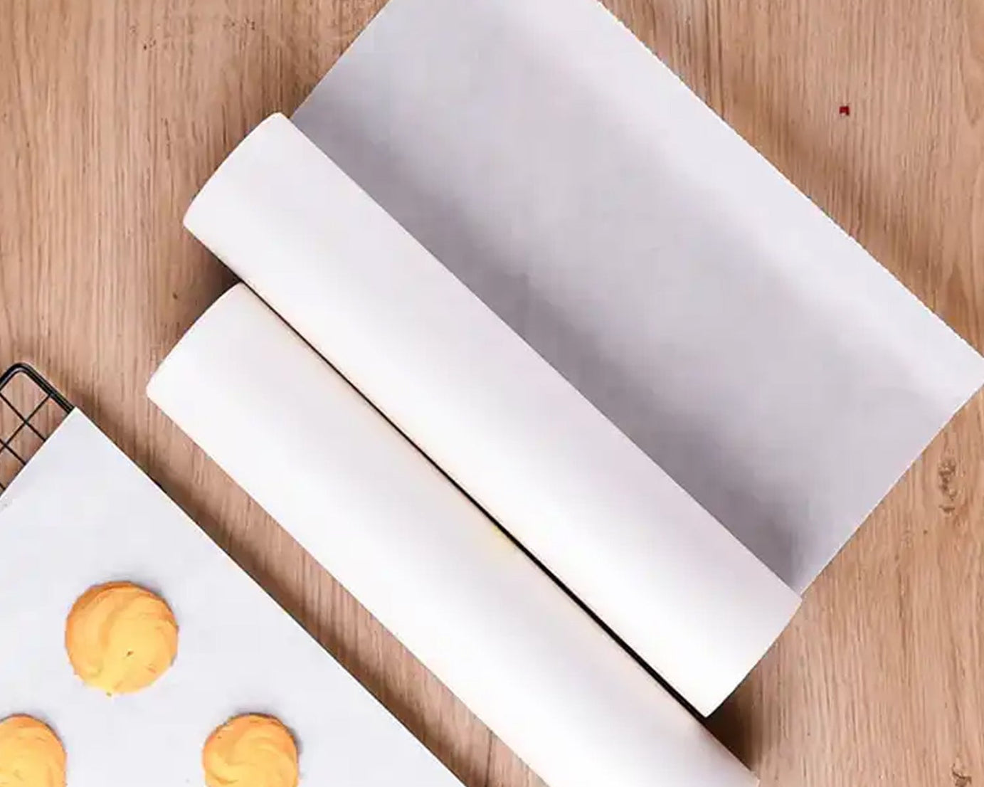 Non Stick Microwave & Oven Proof Parchment Paper/ Baking Paper/ Food Wraping Paper, Easy to Tear, Easy to Clean, for Grilling, Cooking, deep Fryer, White