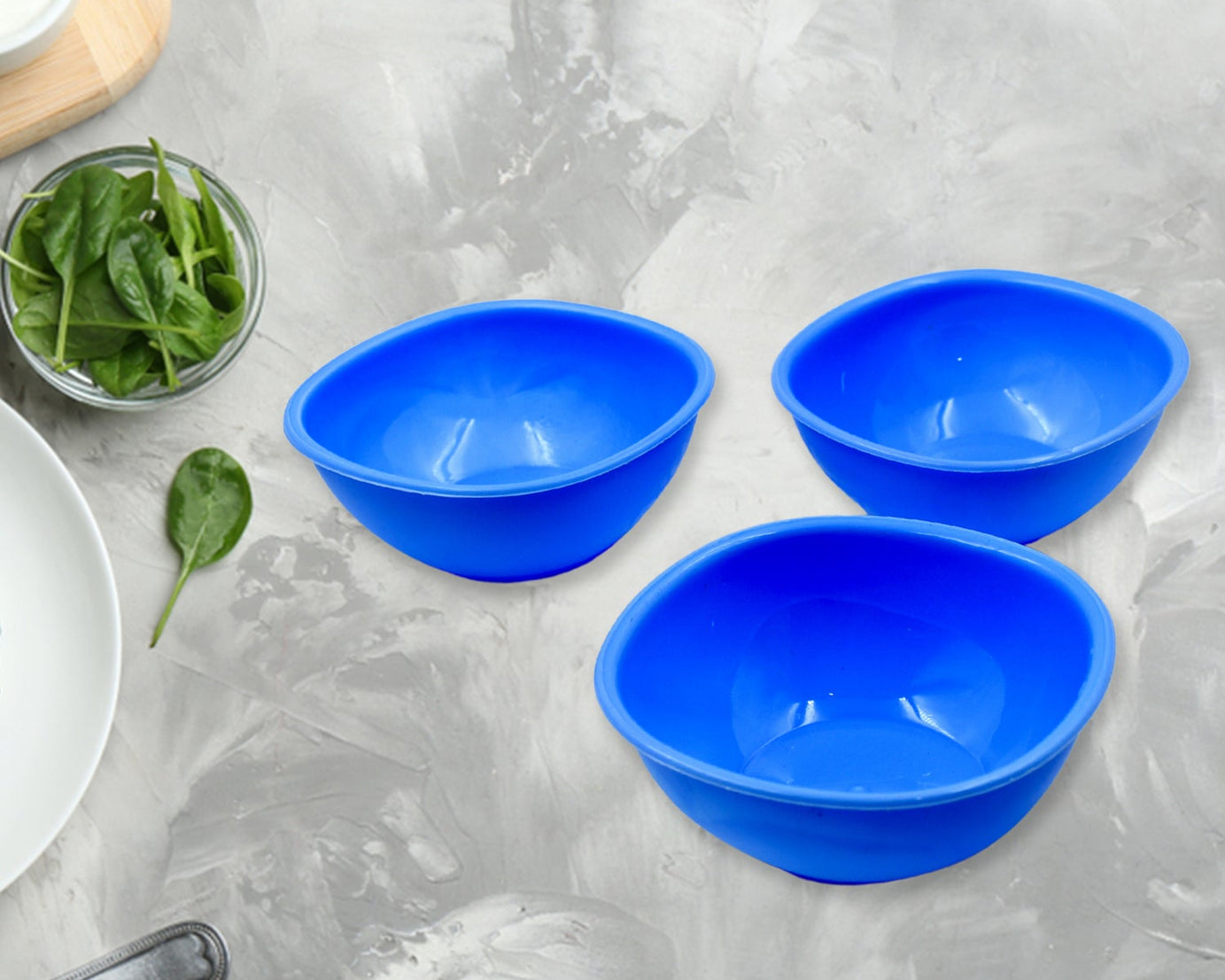 BPA Free Plastic Bowl Set for Cereal, Salad, Rice, Soup, Pasta, Snack Bowl, Microwave Safe, Dishwasher Safe (3 Pcs Set)