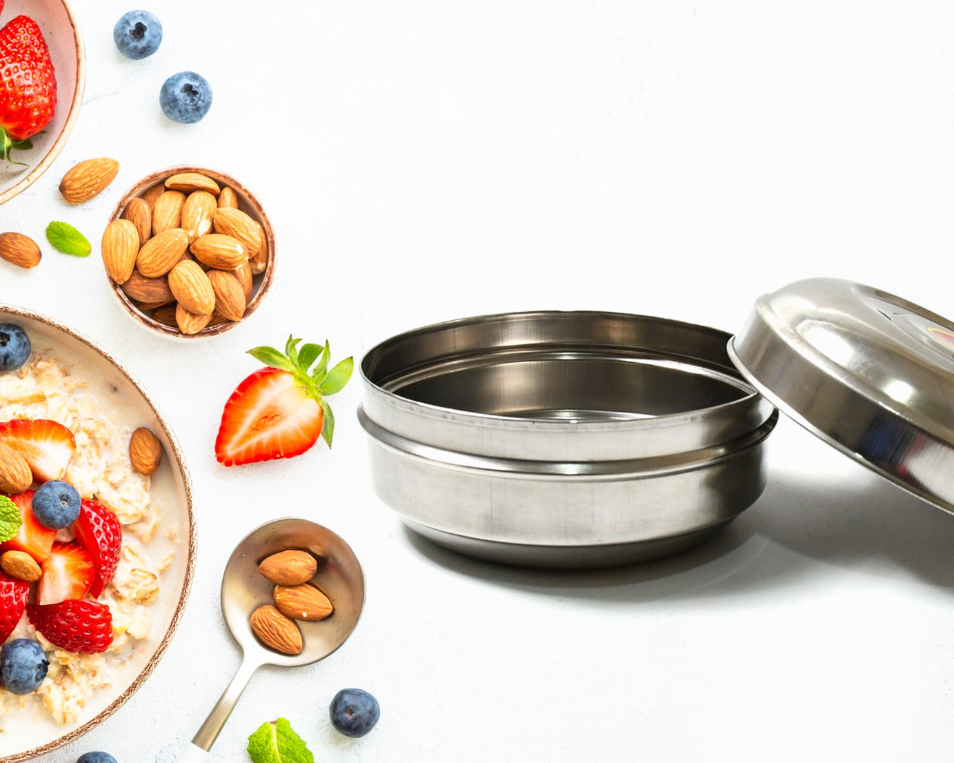 Multi-Purpose Stainless Steel Round Shape Tiffin Box - Small Gift For Baby Girl And Baby Boy For Office, School / Tuition / Picnic (big)