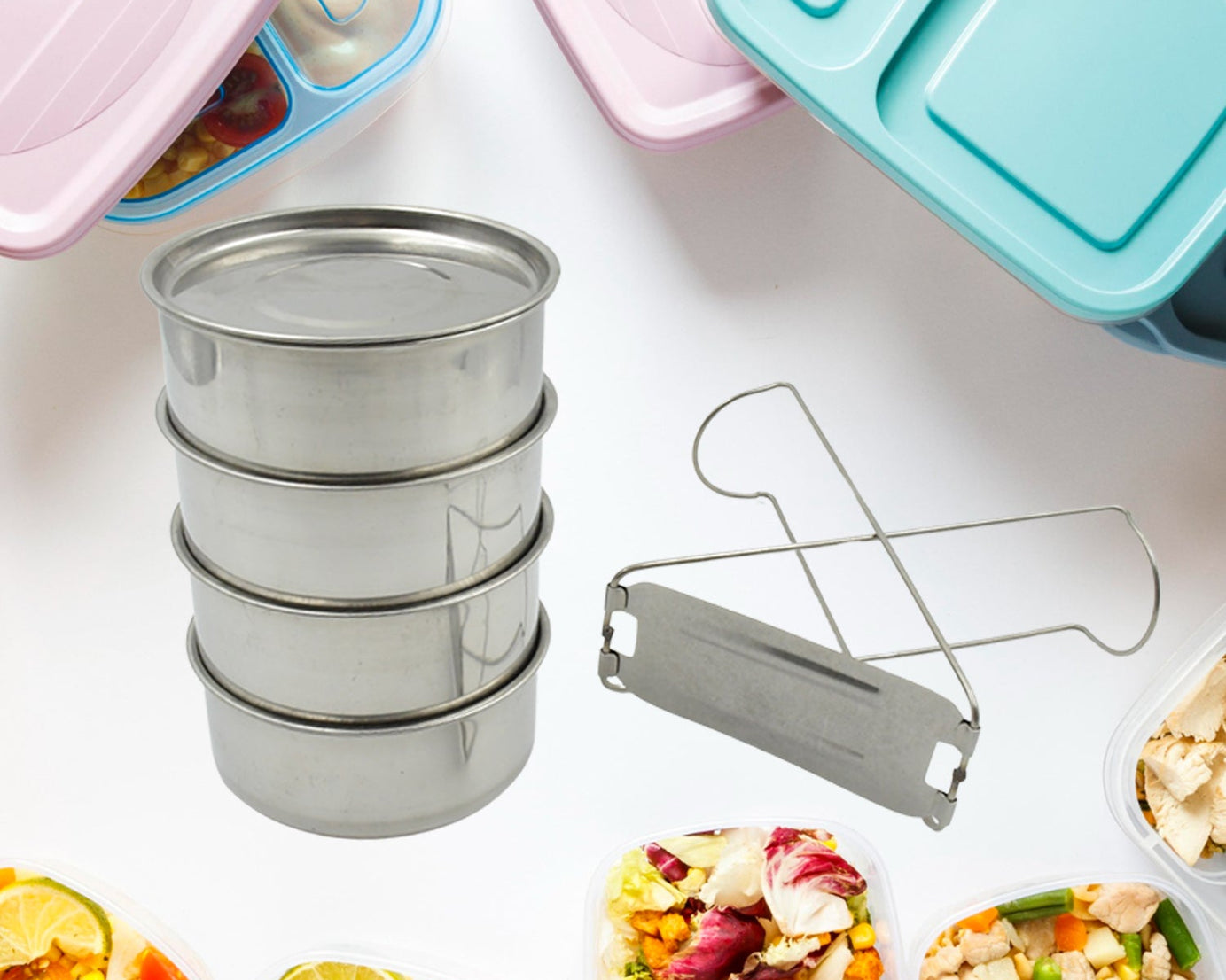 Double Wall Insulated Tiffin with Handle (1 Pc): Stackable, Hot Food Container