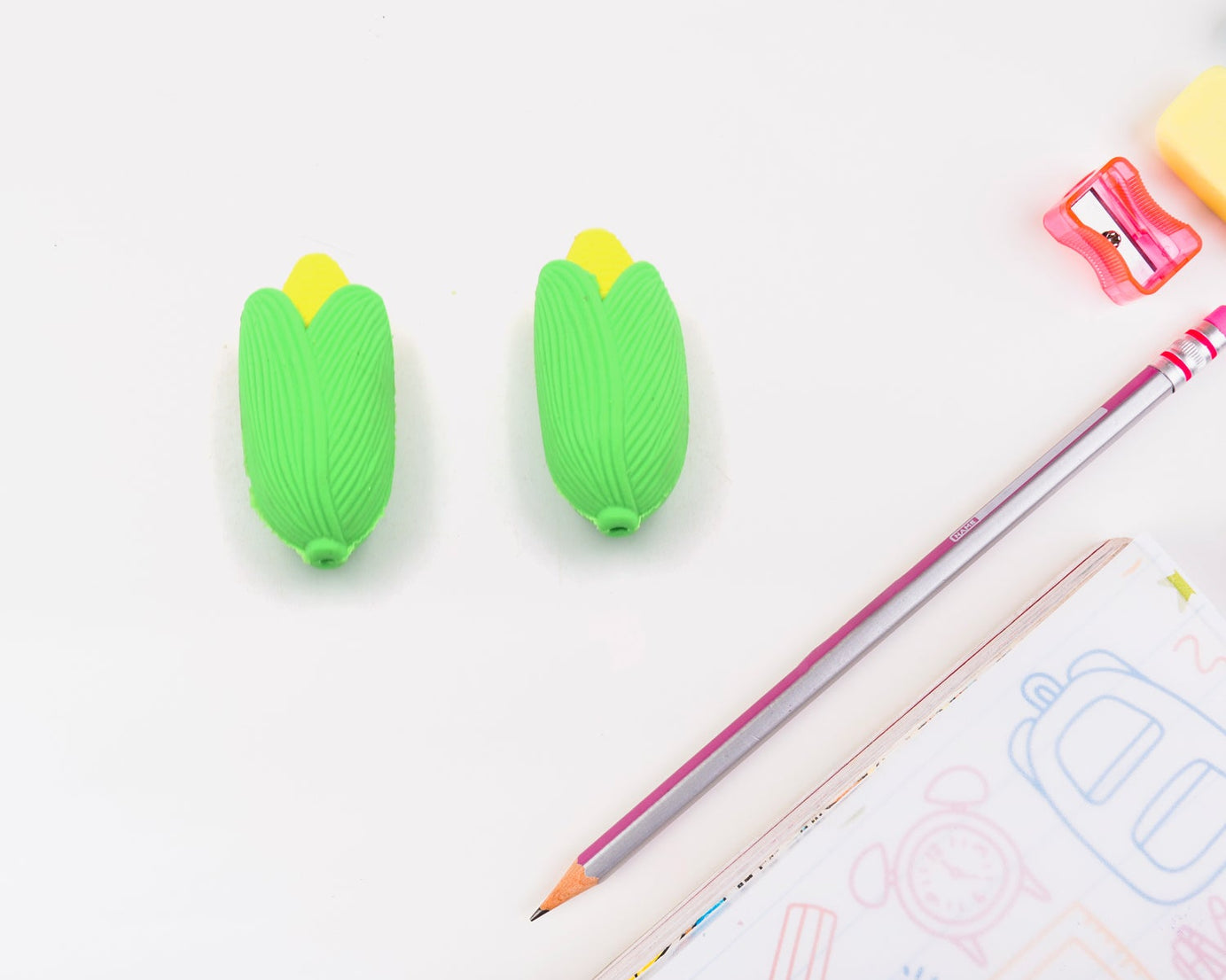 4116 Corn Shape Eraser High Qulaity Eraser School Use Fancy Earser ( 2 Pc Set )