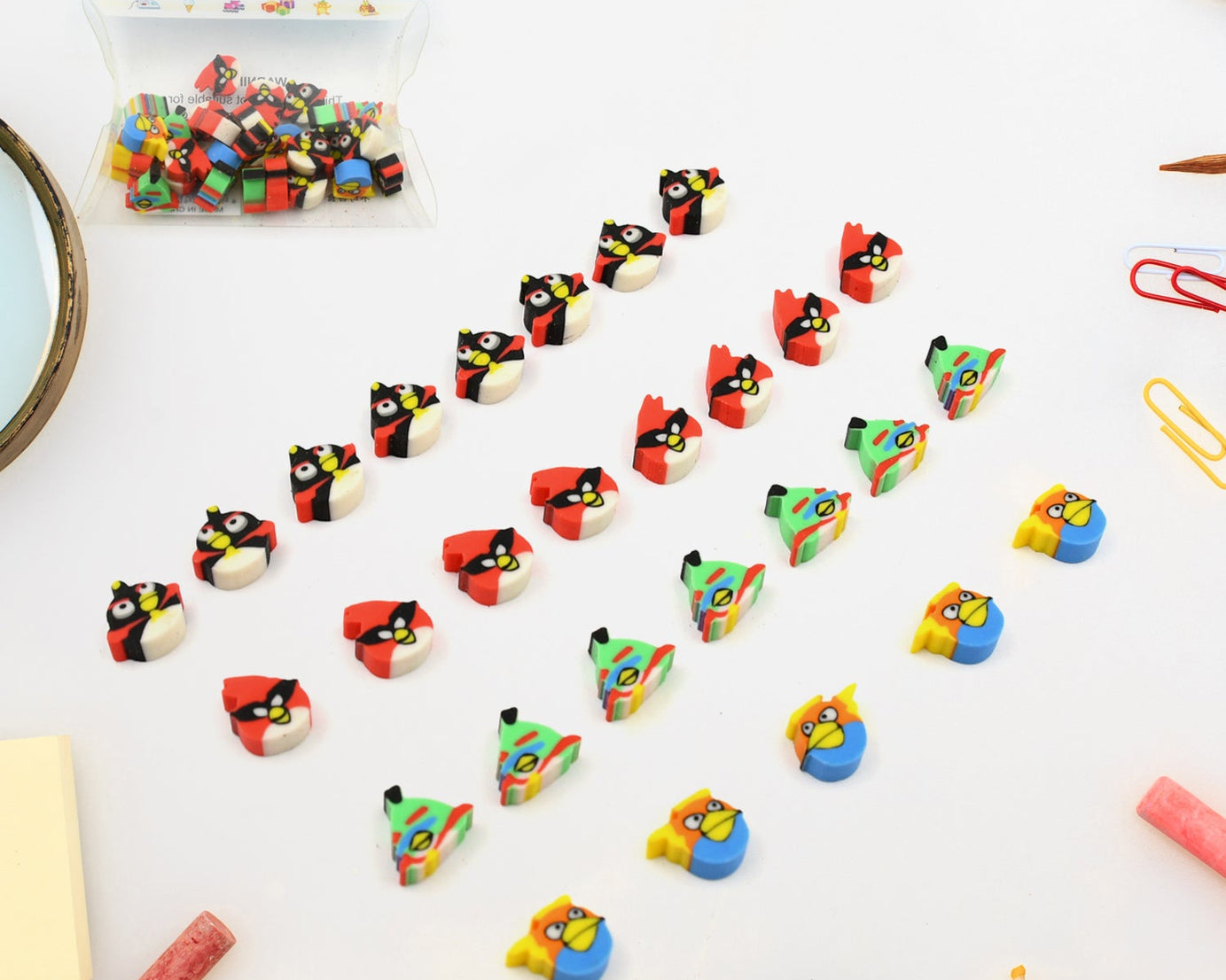 Fancy & Stylish Colorful Erasers, Mini Eraser Creative Cute Novelty Eraser for Children Different Designs Eraser Set for Return Gift, Birthday Party, School Prize (28 Pcs In 1 Packet)