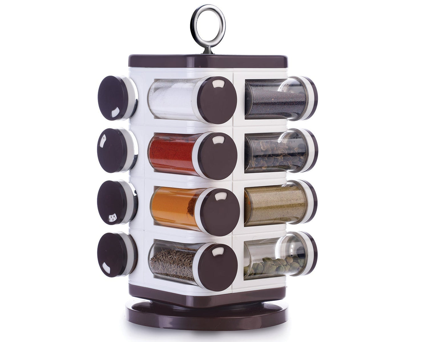 Ganesh multipurpose revolving spice rack with 16 dispensers, 100 ml each.