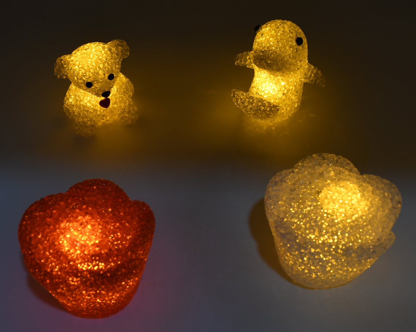 MULTI SHAPE SMALL LIGHT LAMPS LED SHAPE CRYSTAL NIGHT LIGHT LAMP (6 PC SET)