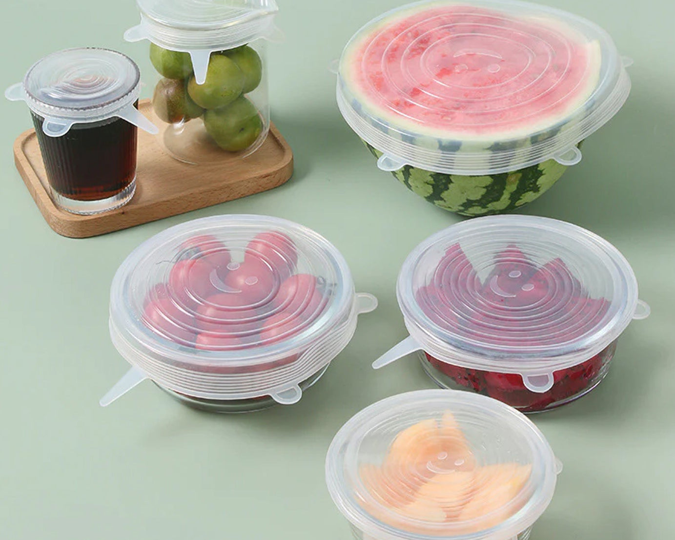Silicone Stretch Lids, Food Cover For Freezer Microwave Oven Dishwasher Safe Fresh-Keeping Flexible Covers for Utensils, Dishes, Plates Jars, Cans, Mugs, Bowl Covers Food Safety Seal Lids (6 Pcs Set /95 Gm )