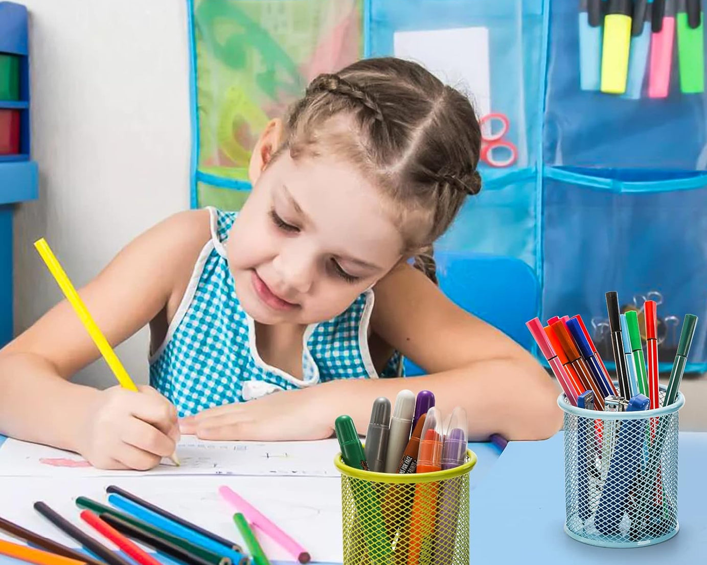 Metal Mesh Pen Holder for Desk (1 Pc): Pen Stand, Pencil Organizer, Stationery Storage