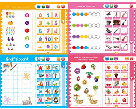 Musical study book teaching numbers and letters to children