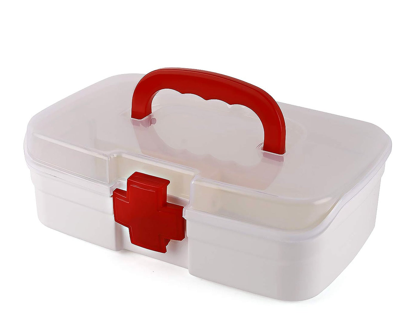 3 Compartment Medical Box, 1 Piece, Indoor Outdoor Medical Utility, Medicine Storage Box, Detachable Tray Medical Box Multi Purpose Regular Medicine, First Aid Box with Handle, Transparent Lid & Color Box 