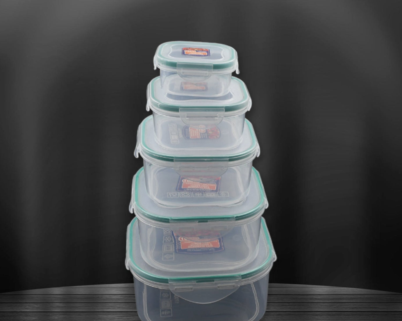 Kitchen Containers Set, Fridge Storage Boxes, Plastic Containers for Kitchen Organizer, Kitchen Accessories Items for Storage Organizer, Snap-Seal (lunch box/storage organizer) (5 Ps Set)