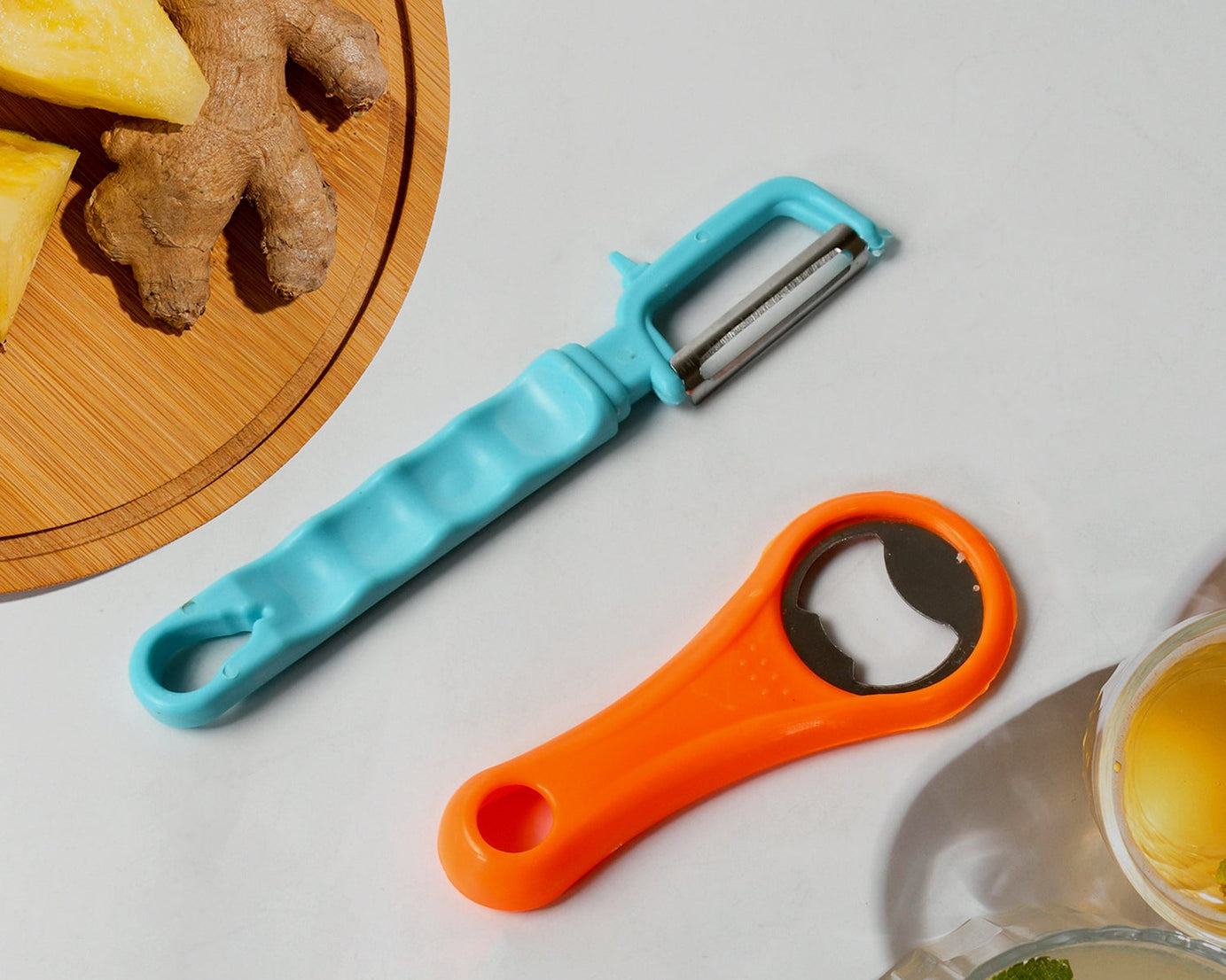 Vegetable Fruit Peelers Slicer & Bottle Opener, Kitchen Peeler For Veggie Fruit Potato Carrot, Bottle Opener With Plastic Handle Bottle Openers Wine Bottle Opener Cold Drink Bottle Opener (2Pc)