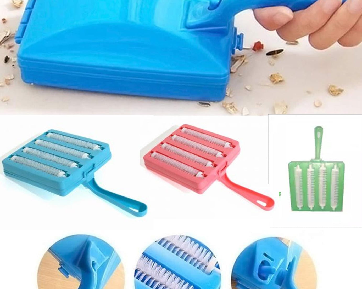 Wet and dry carpet cleaning roller brush with dust collector