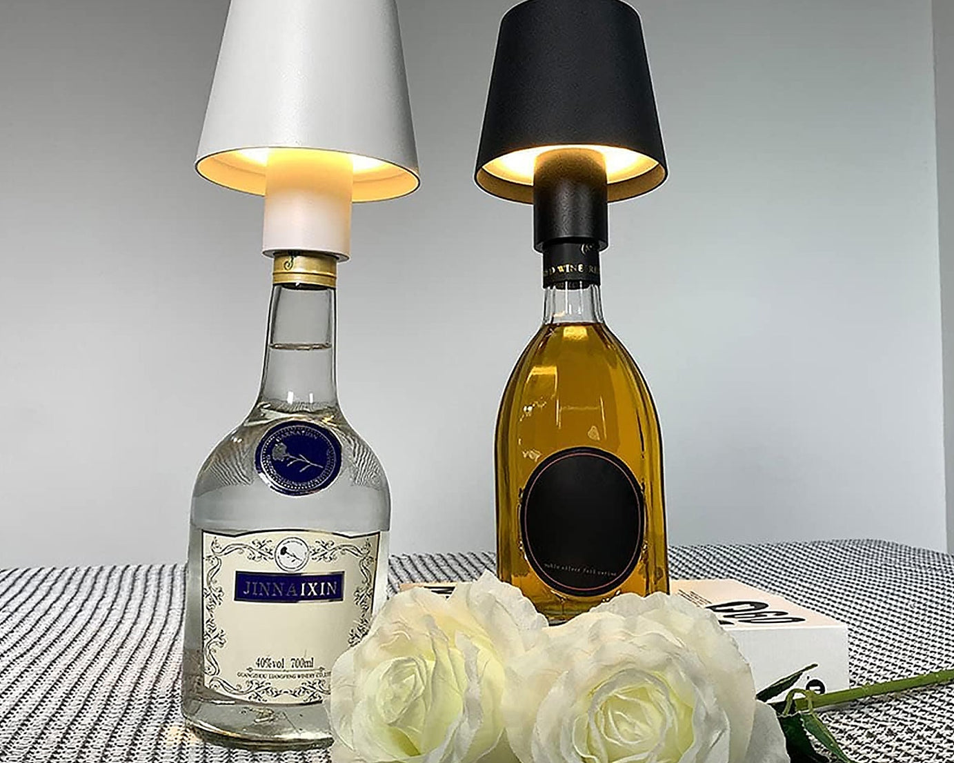 LED Dimmable Bottle Lamp 3 Color Temperature, Wireless Table Lamp for Indoor and Outdoor, USB Rechargeable Bottle Lamp for Family, Restaurant & Bar (1 Pc)