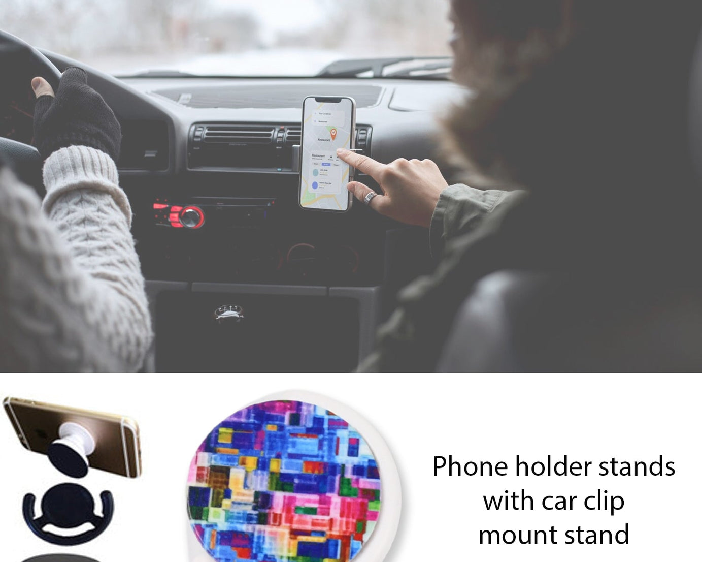 Fashion design pop up mobile phone grip holder smart phone bracket, Phone Stand & Grip with popclip car mount flowers pasley