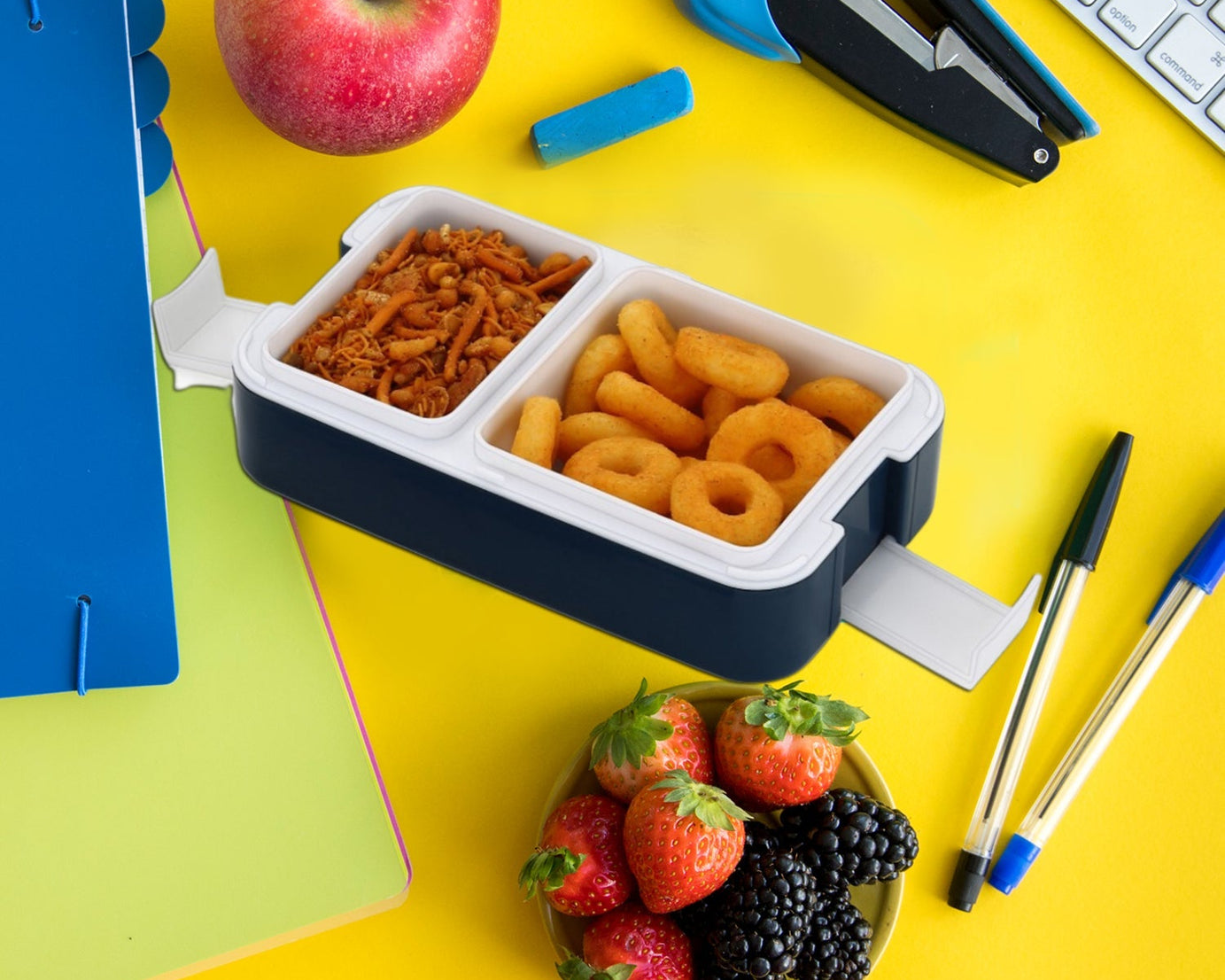 Blue 2-compartment lunch box