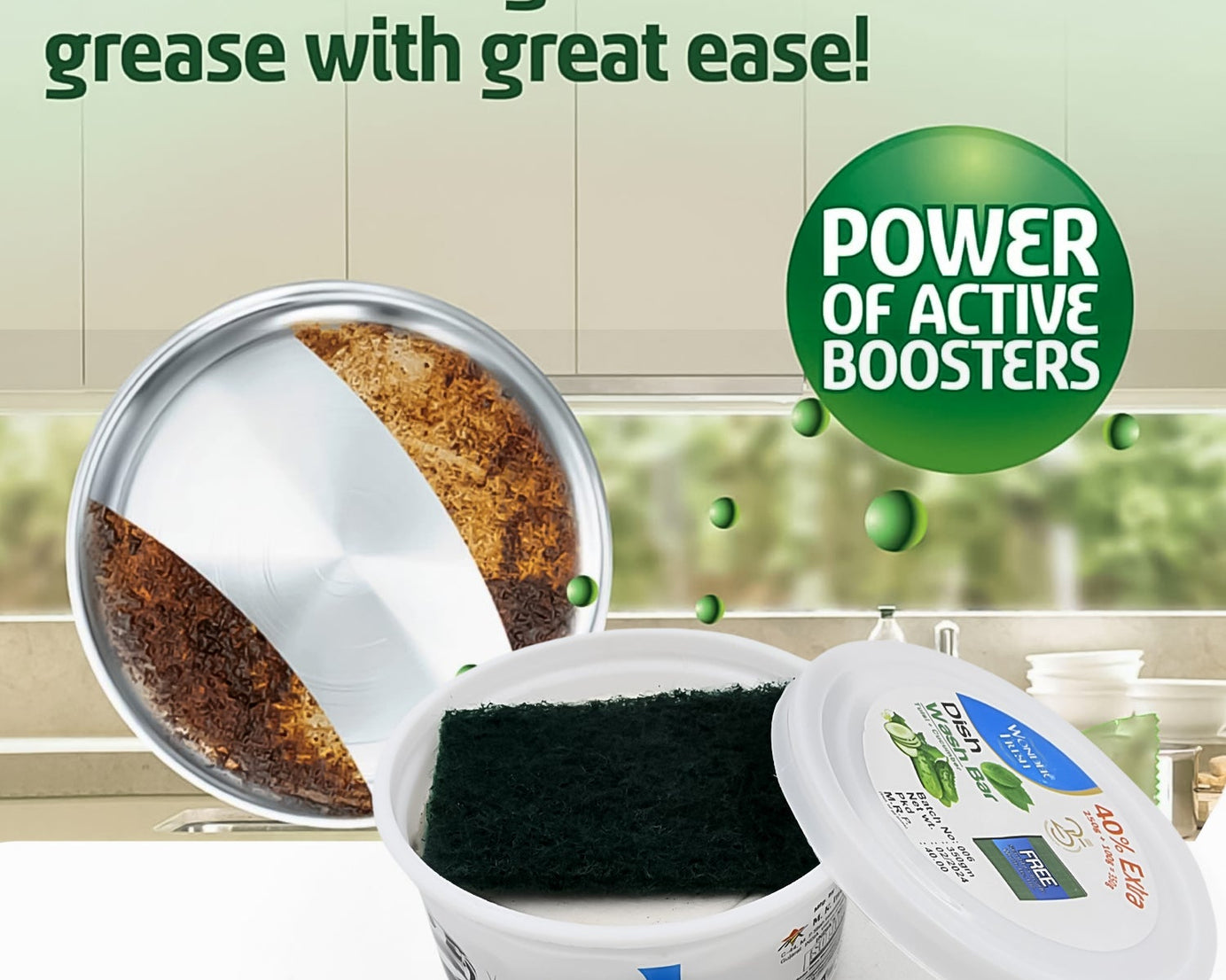 Fresh Mix Flavor Round Dishwash Bar With Super Scrubber Free Complete Dishwashing Solution, Tough Stains Remover (350 Gm)