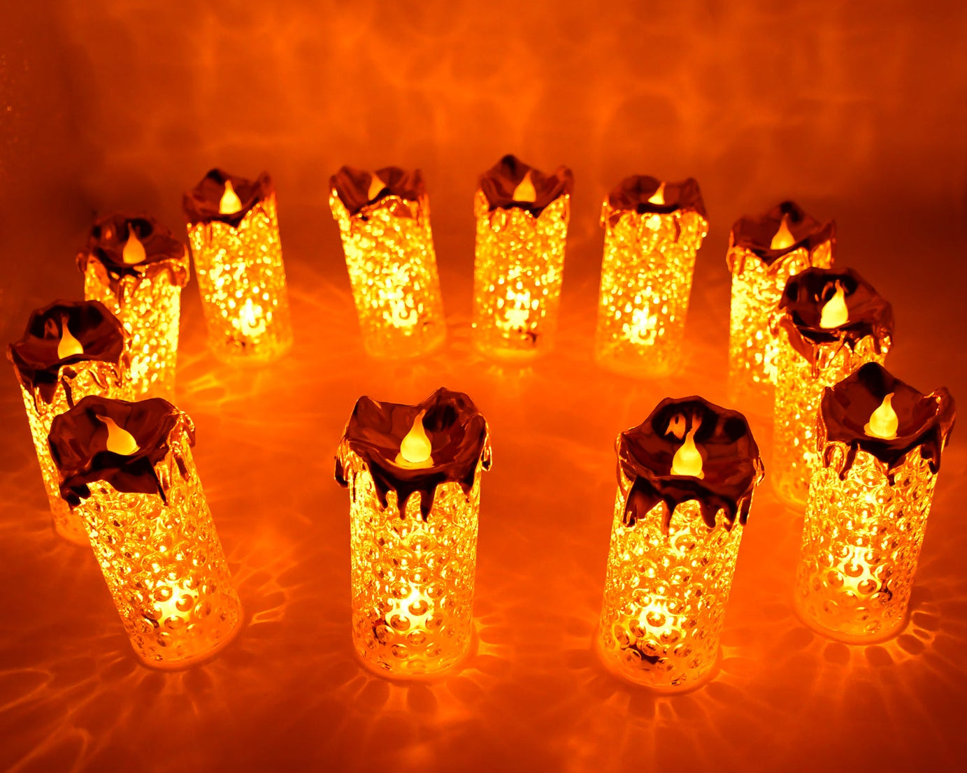 Gold Flameless Candles LED Light Flameless and Smokeless Decorative, Candles Led Tea Light Candle Perfect for Gifting, Home, Diwali,Wedding, Christmas, Crystal Candle Lights, Table Decorations (12 Pc MOQ)