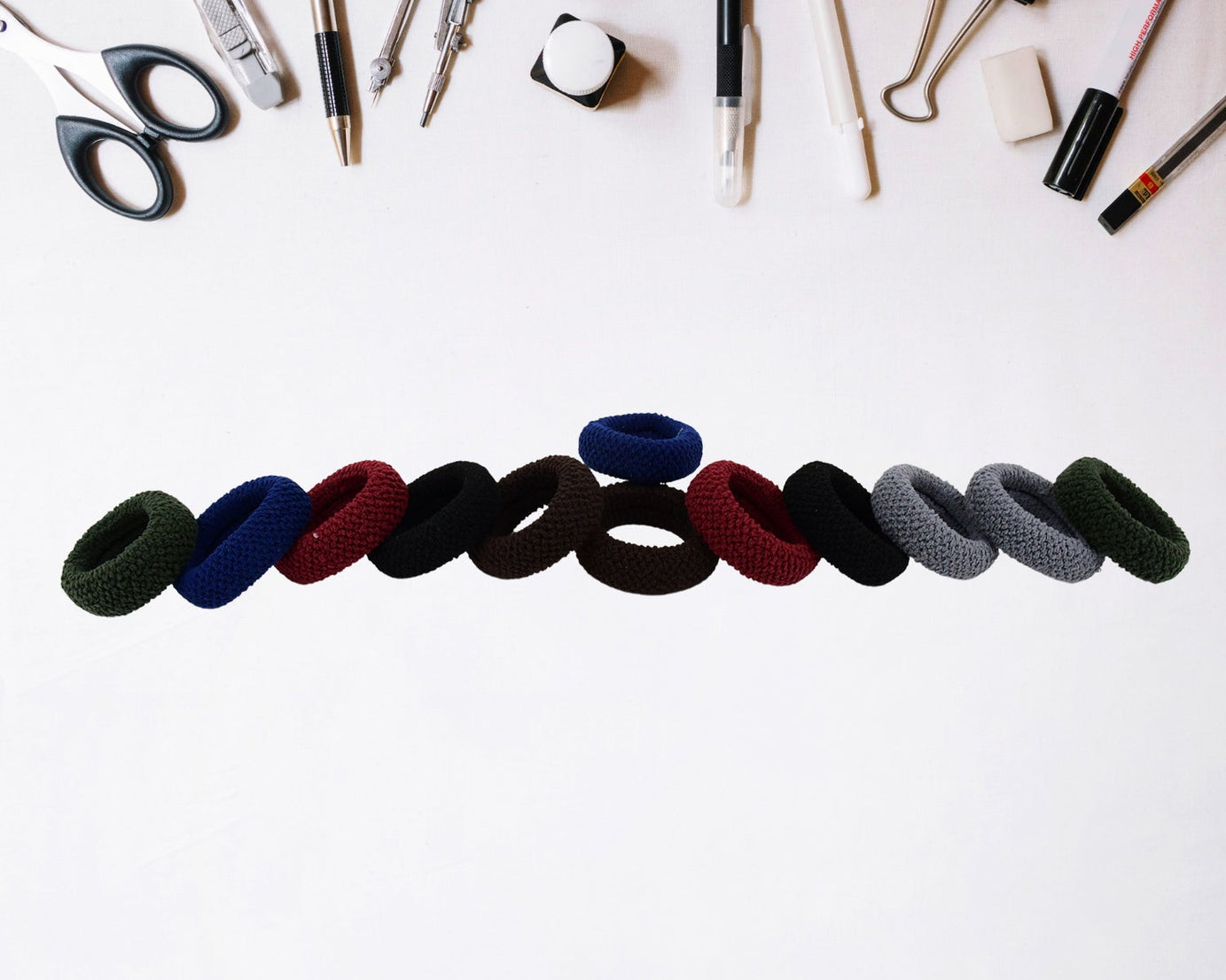 Tyre Shape Hair Rubber Bands Pack of 12 (Multicolour)