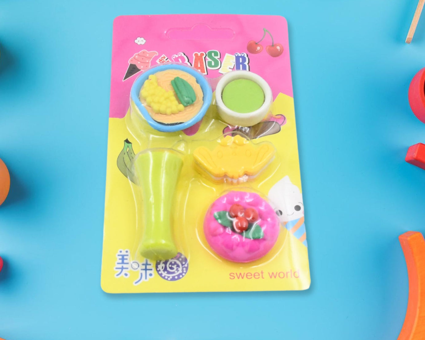 3D Mix Design Fancy & Stylish Colorful Erasers, Mini Eraser Creative Cute Novelty Eraser for Children Different Designs Eraser Set for Return Gift, Birthday Party, School Prize (1 Set)