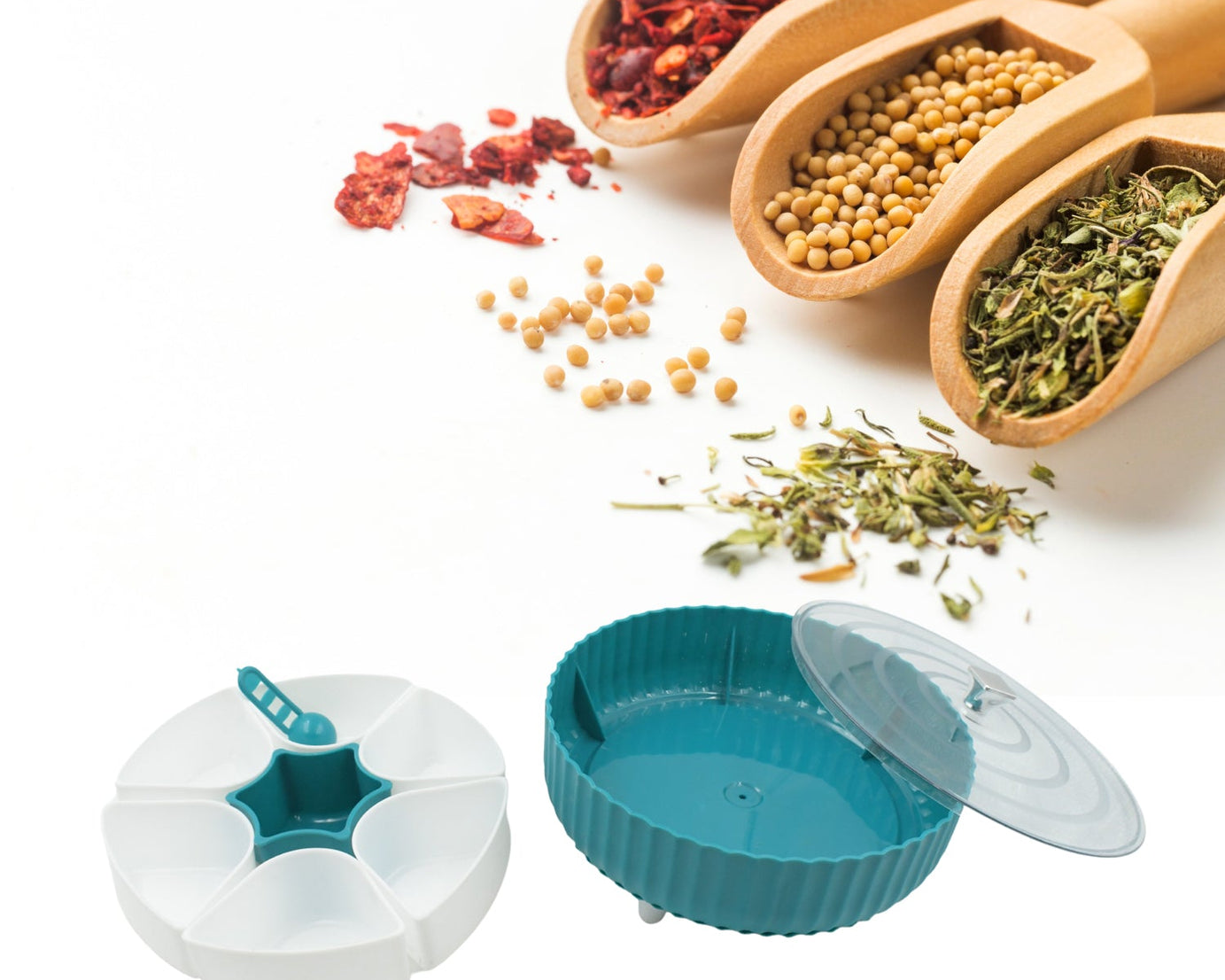 Dry Fruit & Snack Organizer: 360° Revolving Box (7 Compartments, Airtight)