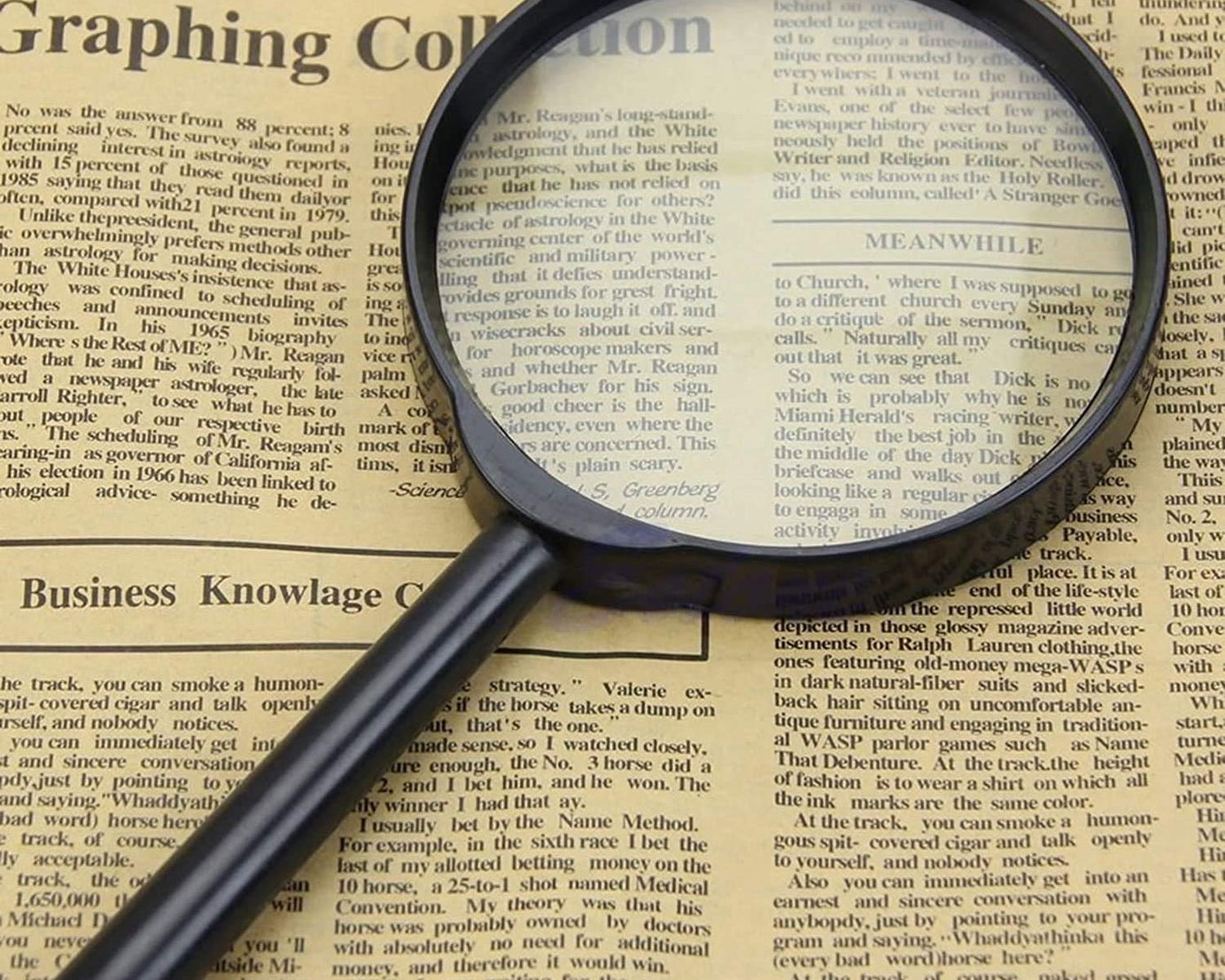 Magnifying glass Lens - reading aid made of glass - real glass magnifying glass that can be used on both sides - glass breakage-proof magnifying glass, Protect Eyes, 50 mm