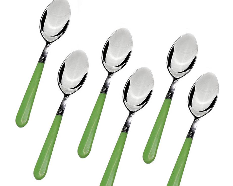 Stainless steel dining spoons set of 6 with comfortable grip handles.