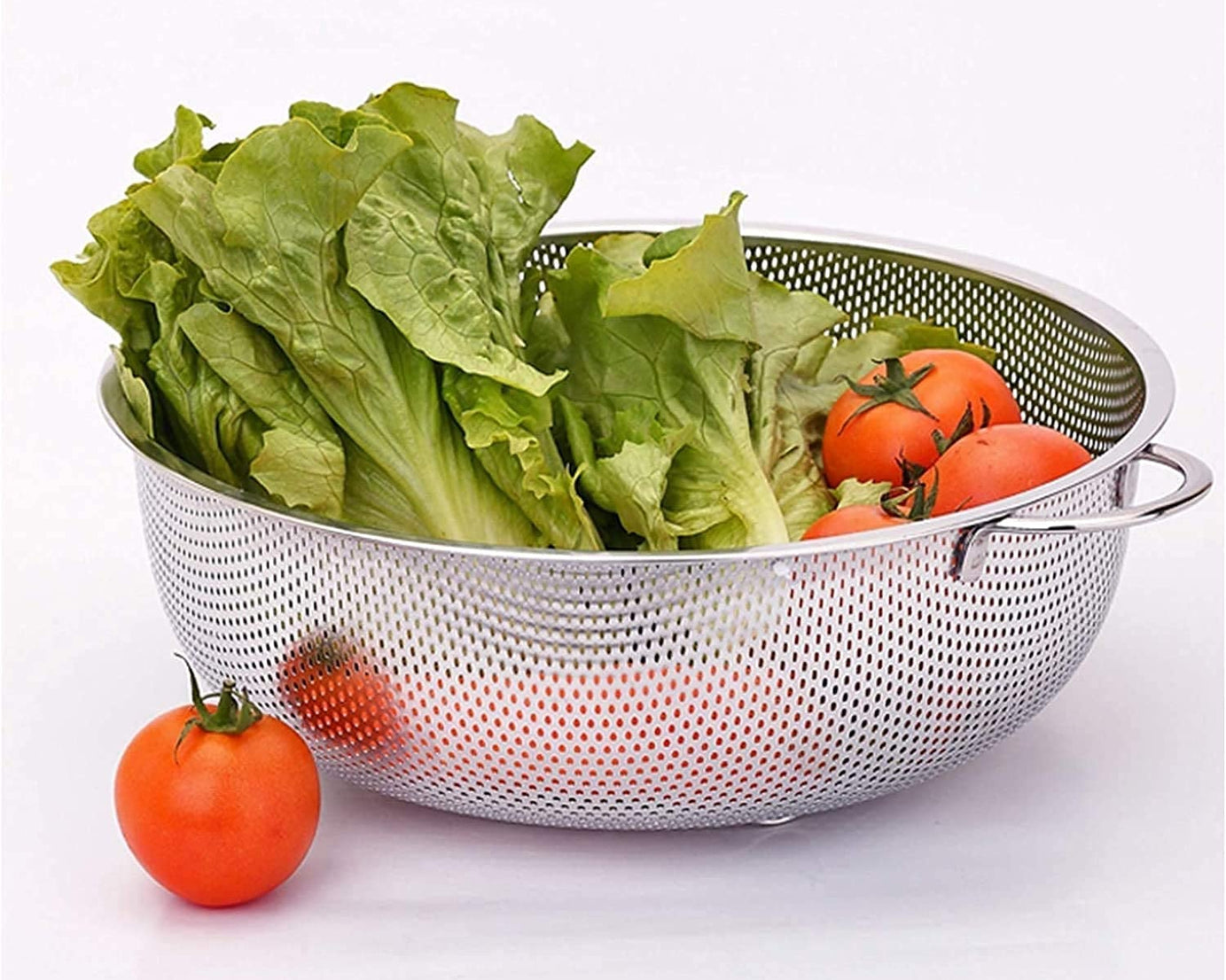 5754 Stainless Steel Colander with Handle, Large Metal Mesh Basket Strainer for Pasta, Spaghetti, Berry, Veggies, Fruits,  Kitchen Food Colander, Dishwasher Safe (1 pc / 25.5 cm)