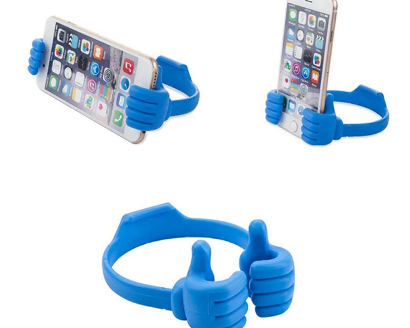 Creative hand-shaped mobile stand for holding phones securely.