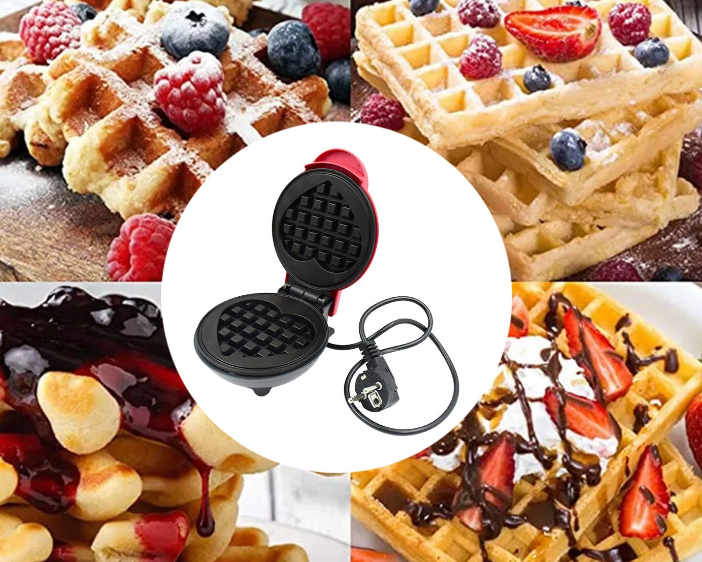 Mini Waffle Maker Machine Waffle Iron Home Appliances Kitchen Gift Easy To Clean, On-Stick Surfaces, Perfect Breakfast, Dessert, Sandwich, Pan Cakes, Paninis / Other Snacks Machine