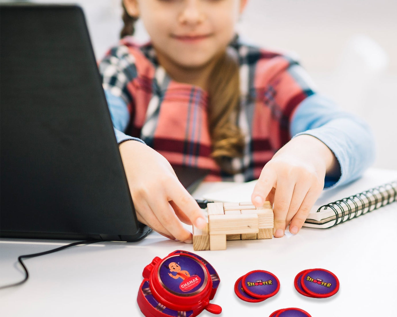 Kids' flying disc shooter game set.