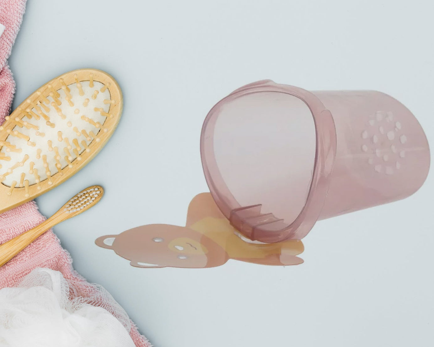 Teddy bear wall mount toothbrush holder