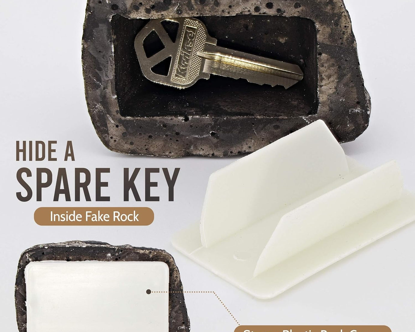 8744 Hide a Key Outside Rock Looks Like a Real Rock - Weatherproof Rock Key Perfect for Emergencies - Fake Rock Key Hider Outside Decorative (1 Pc)