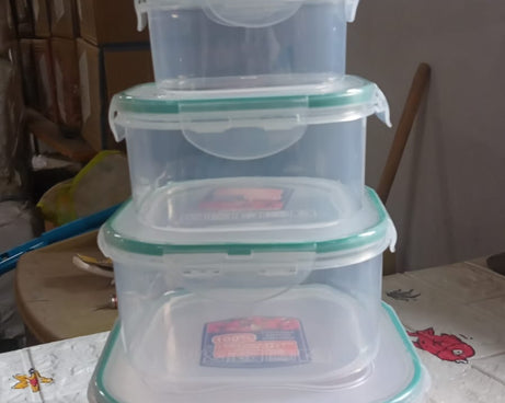 Kitchen Containers Set, Fridge Storage Boxes, Plastic Containers for Kitchen Organizer, Kitchen Accessories Items for Storage Organizer, Snap-Seal (lunch box/storage organizer) (5 Ps Set)