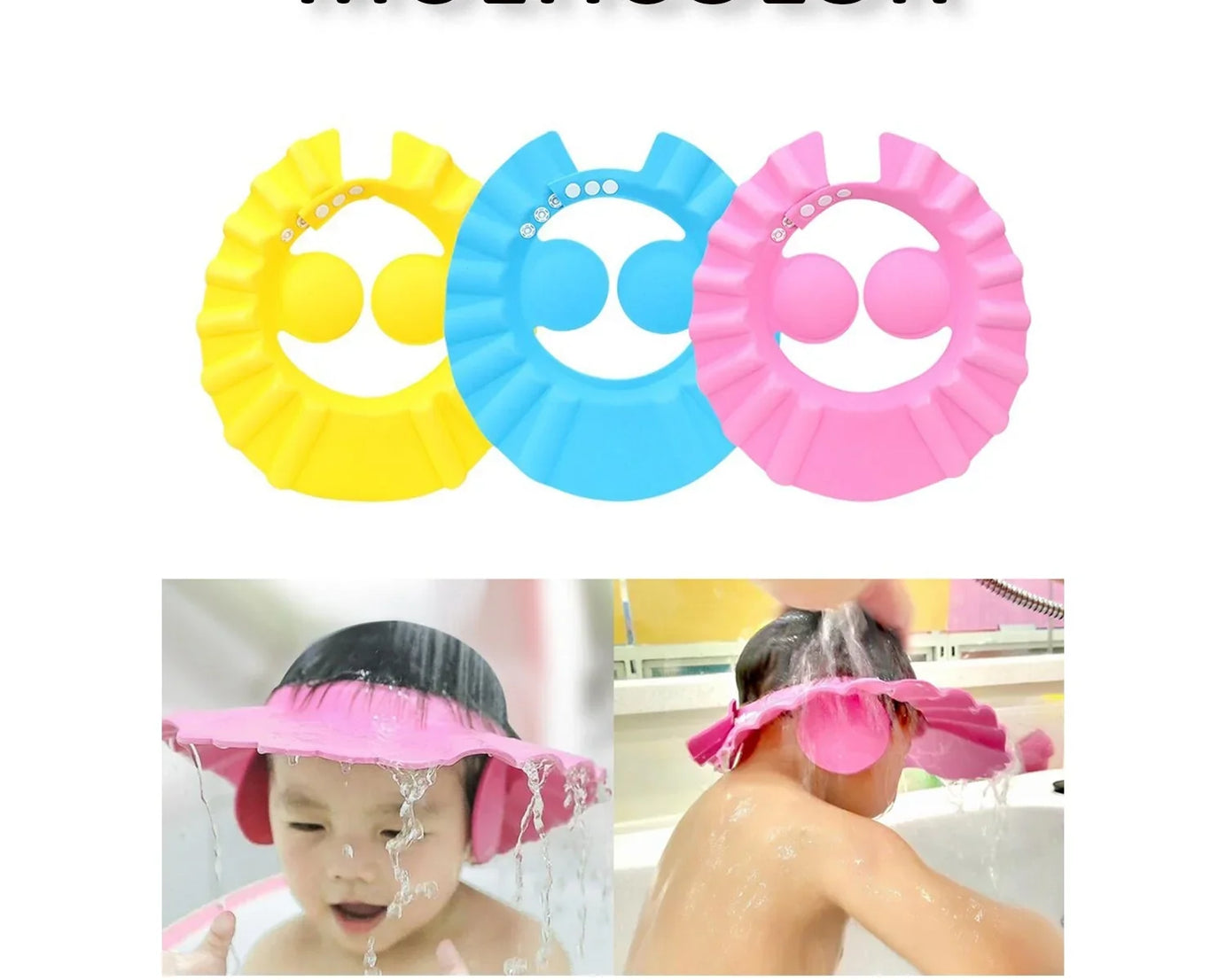 Adjustable Safe Soft Bathing Baby Shower Hair Wash Cap for Children, Baby Bath Cap Shower Protection for Eyes and Ear,