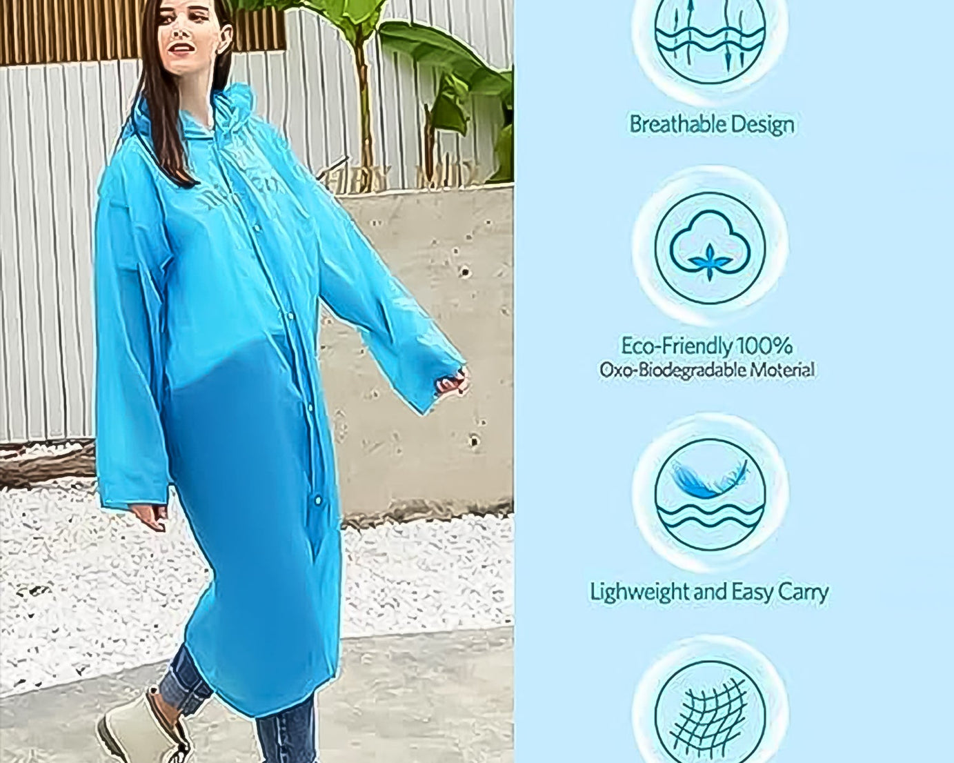 Fashion Portable Adult Rain Coat (1pc)