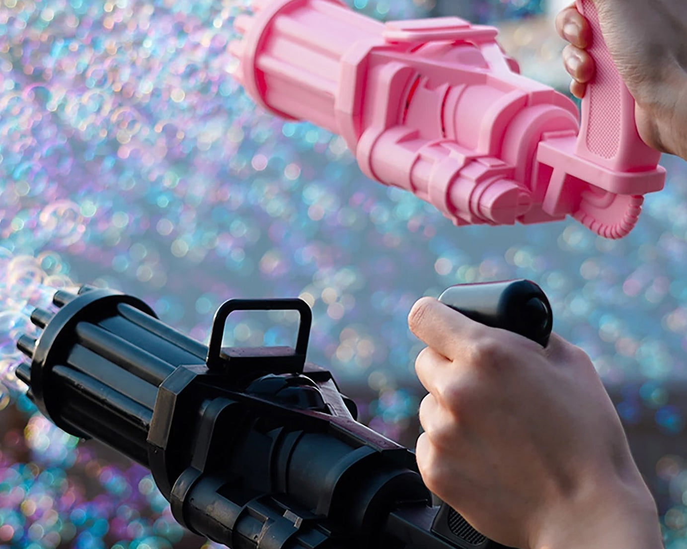 Eight-hole bubble gun featuring a playful design