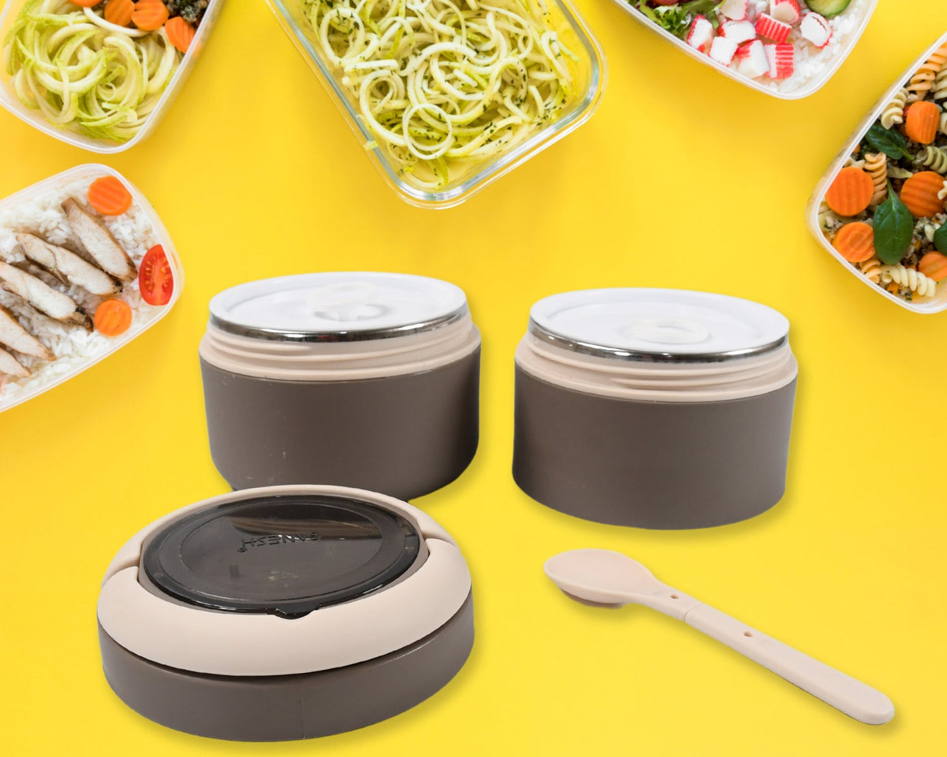 Ganesh Smart Stack 2 Layer Portable Lunch Box Stainless Steel Airtight Leak-Proof Lunch Box for Office, School, Picnic: Color May Vary (2 Layer)