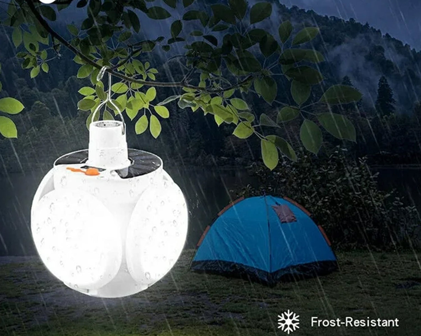 Solar Multi-Functional Emergency LED Light Bulb with USB Charging, LED camping lamp, camping lamp, USB rechargeable, 5 brightness light modes, foldable camping light, SOS IP65 waterproof camping light, blackout emergency equipment, camping gadgets