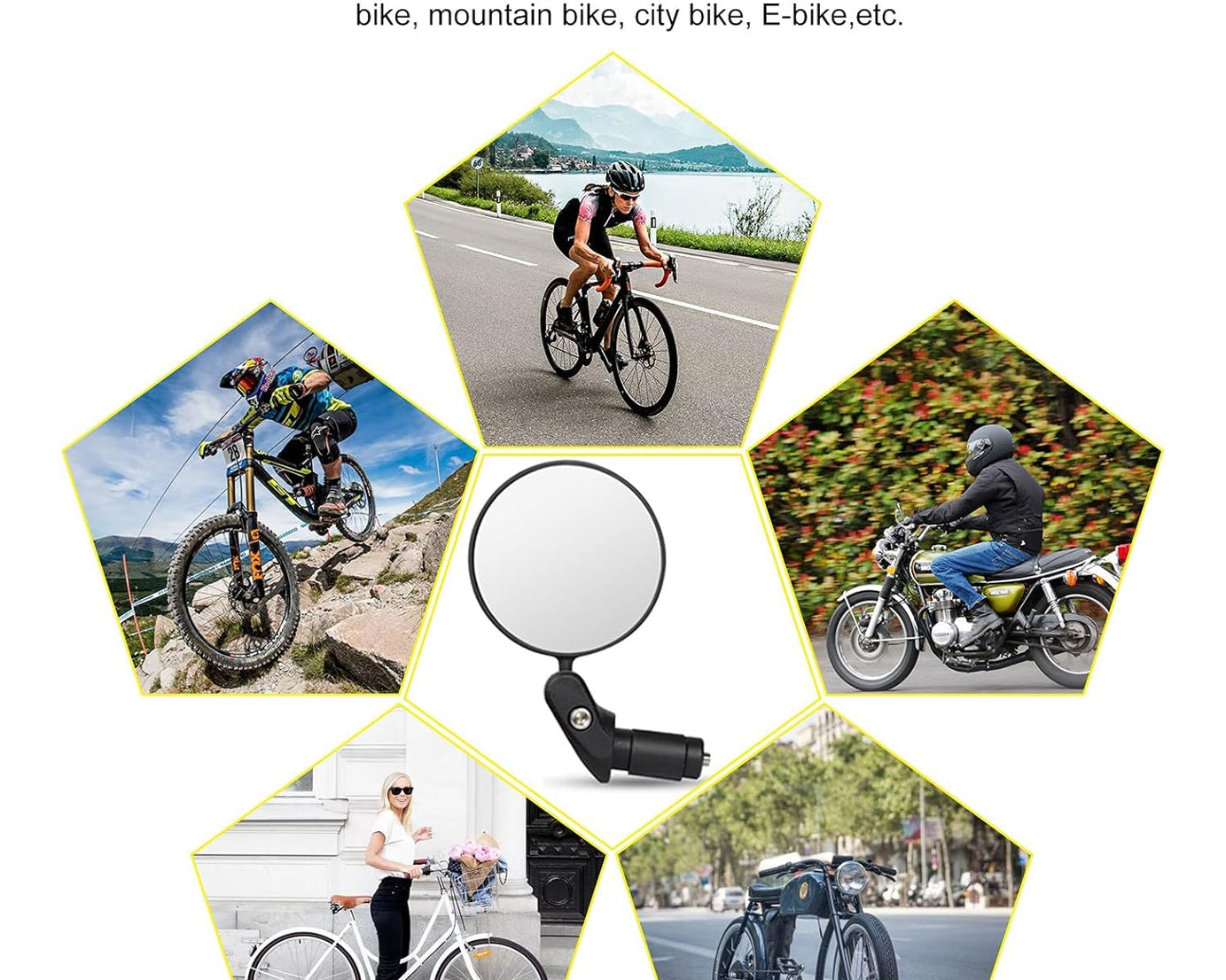 Bar End Bike Mirror, Safe Rearview Mirror 360° Rotatable & Foldable Safety Bicycle Rear View Mirror, Mirror Durable Bike Mirror (1 Pc)