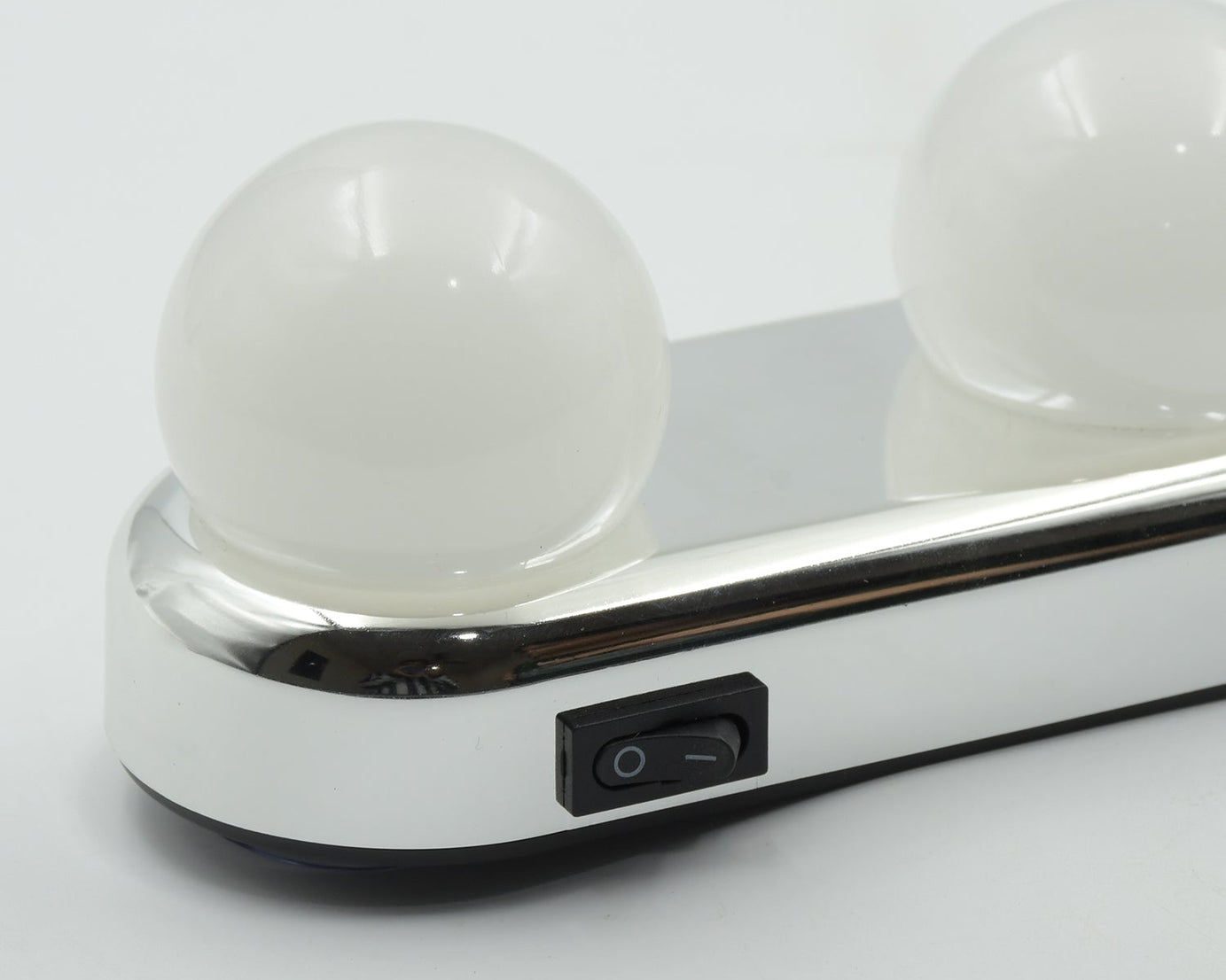 Portable makeup mirror with LED lighting on top