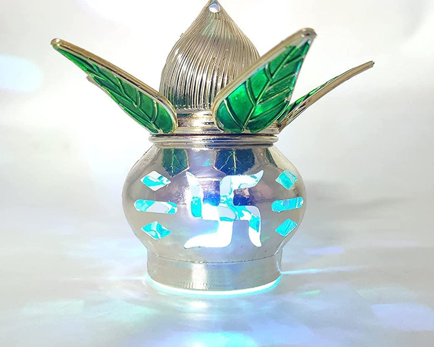 Gold Plated Eco Friendly LED Kalash  for Pooja Mandir (1 pc / Multicolor LED)