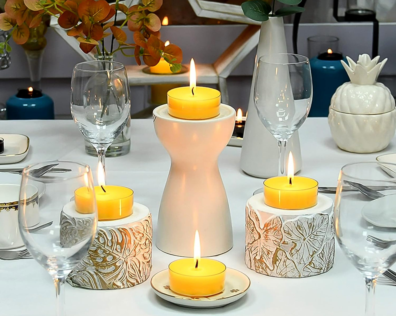 Tealight Diwali Candles for Home Decoration Smokeless Candles for Decorations Long Burning for Mood Dinners Parities Home Decoration Wedding Candle (1 Pc / Mix Color)