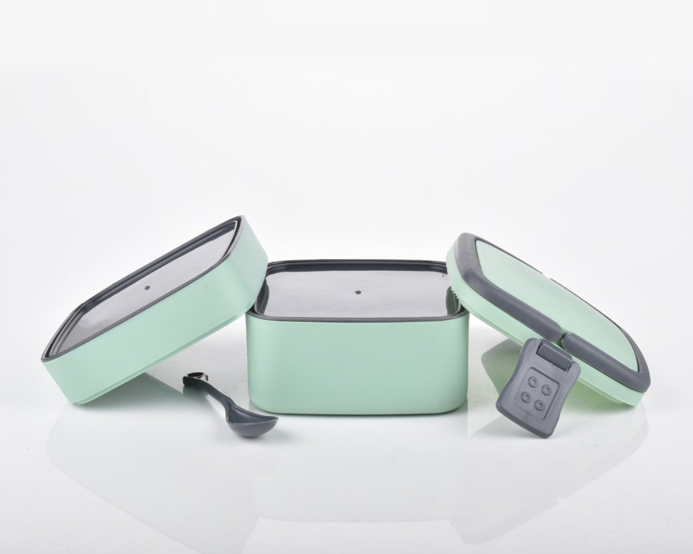 Double-layer portable lunch box with green design