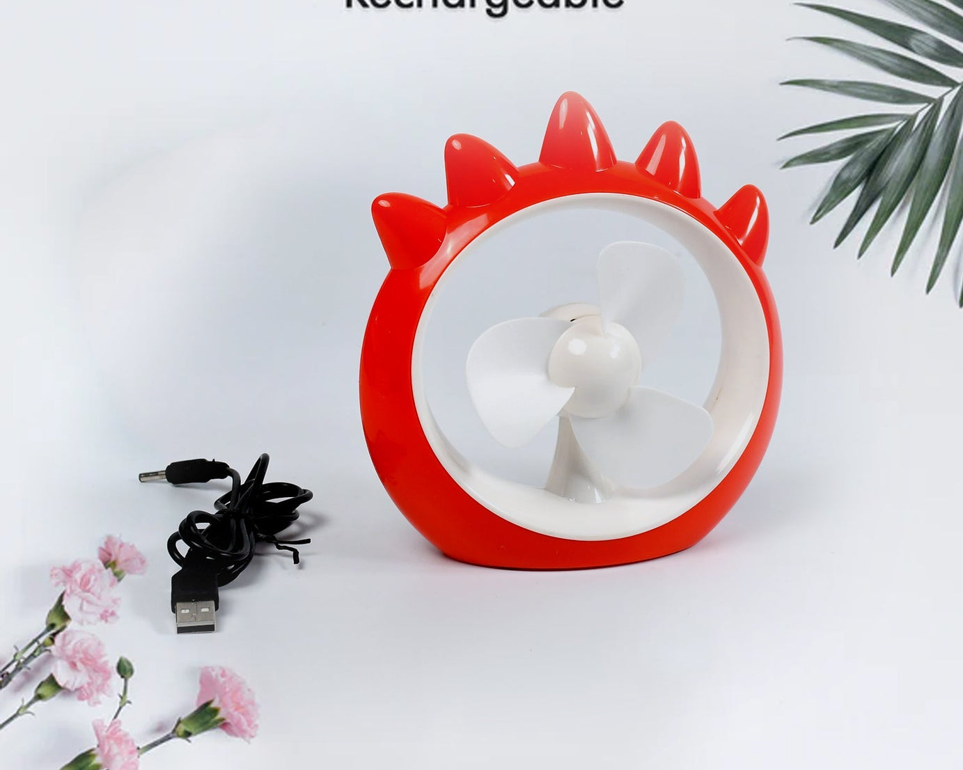 MINI DESKTOP FAN RECHARGEABLE TABLE FAN HANDHELD FAN USB FAN DESK FAN COOLING FAN FOR HOME , OFFICE , CAR, & MULTI USE FAN (Battery Not Include)