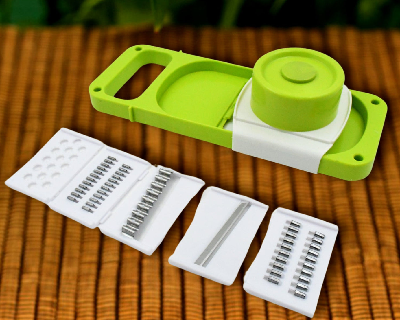 5842 Slicer for Kitchen 5 in 1 Foldable Vegetable Slicer Blade Potato Cutter, Veggie Slicer, Onion Slicer, Julienne Grater with Protective Guards, Stainless Steel Blade