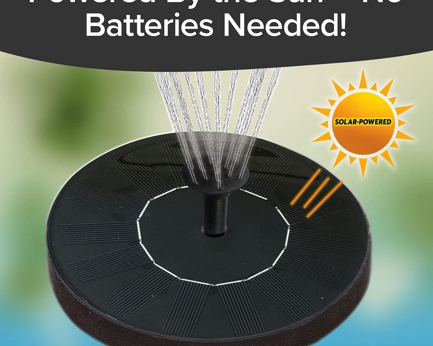 Fast Fountain by Pocket Hose - Solar-Powered - Instantly Adds a Water Feature Virtually Anywhere - 5 Spray Modes - No Installation or Batteries Required - Great for Bird Baths, Pools, Pond & More (1 Pc)