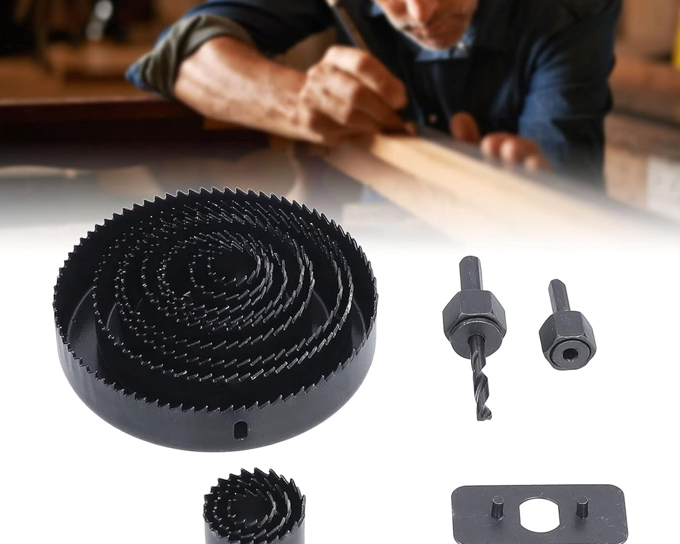 7576 Drill Hole Cutter, Carbon Steel High Accuracy Incisive Hole Saw for Cutting PCV for Cutting Plastic for Cutting Wood Hole Saw Kit (18 Pcs Set)