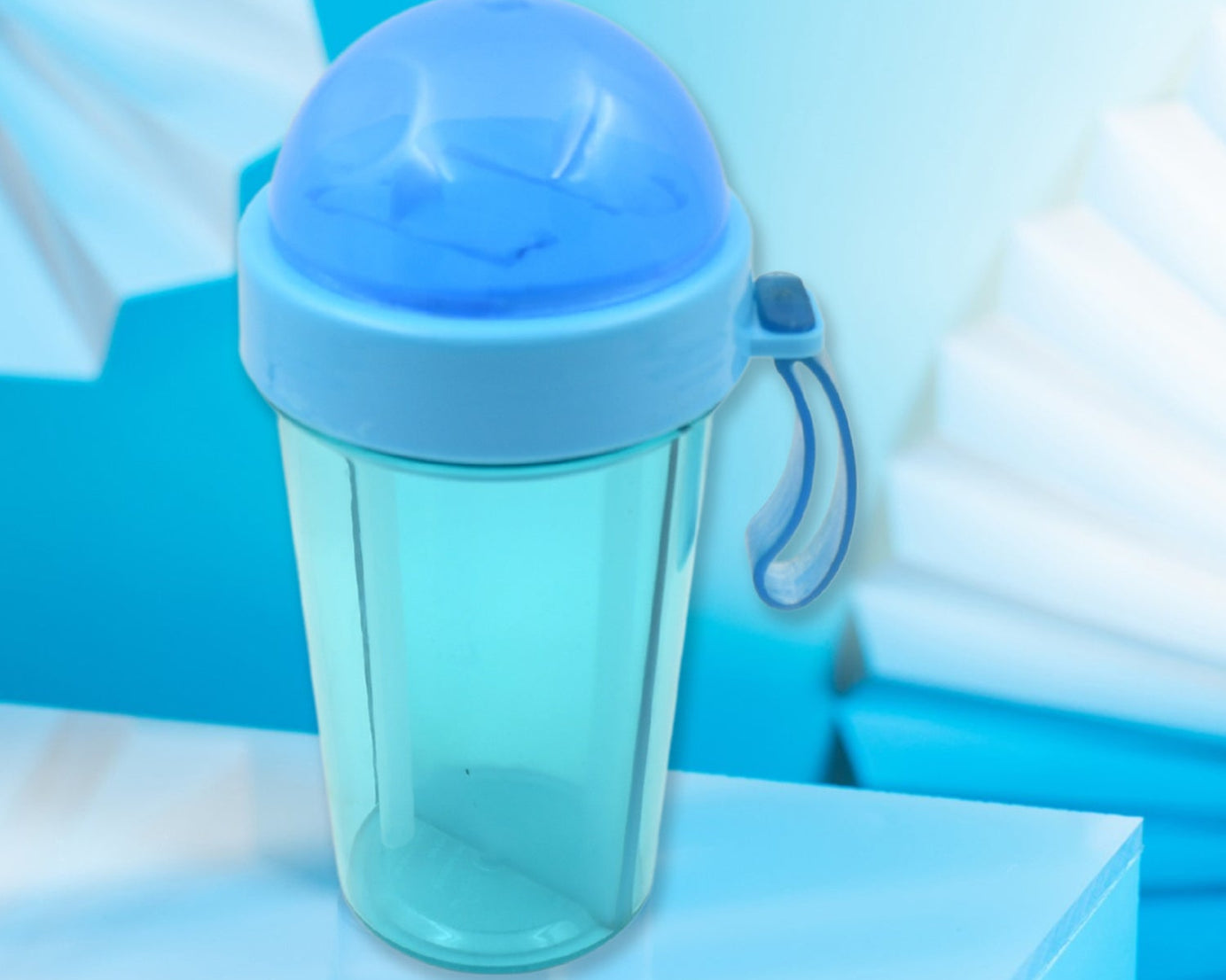 7125 2 Drinks in 1 Cup Water Bottle, Stable Sturdy Dual Use Bottle 2 Straws for Shopping Travel for Outdoor Activities (1 Pc)